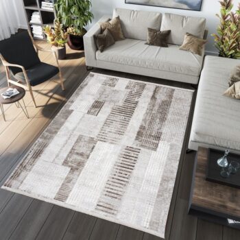 Dizajnový vintage koberec s geometrickými vzormi v hnedých odtieňoch Šírka: 120 cm | Dĺžka: 170 cm