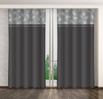 Dlhé čierno-šedé závesy so vzorom listov v elegantnom štýle Dĺžka: 270 cm