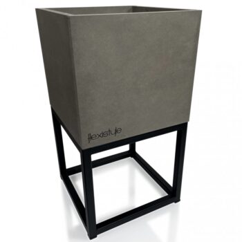 Dokonalý šedý kovový kvetináč LOFT FIORINO 22X22X40 cm