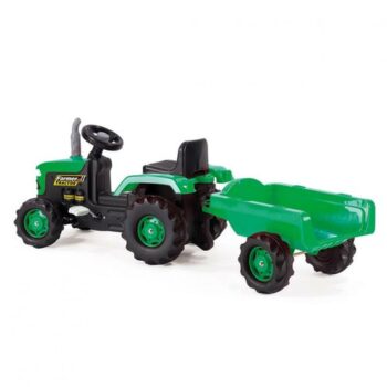 Dolu Detský traktor šliapací s vlečkou, zelená
