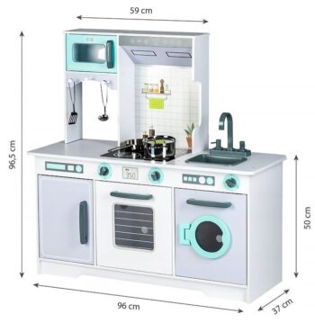 Drevená XXL kuchynka s práčkou + doplnky Ecotoys