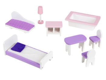 Drevený domček pre bábiky + nábytok High Berry rezidencia ECOTOYS