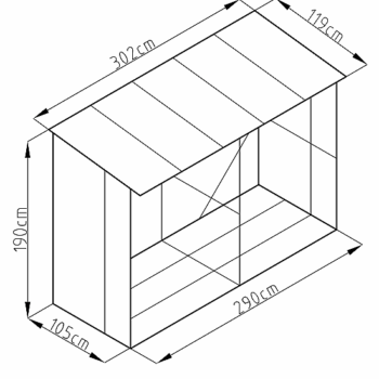 Drevník 302 x 119 cm (šedobiely)