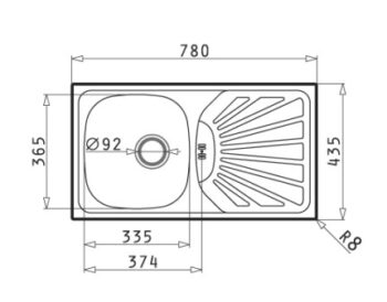 Drez ET 78 MARGARITA, nerez. Nerezové drezy PYRAMIS sú vyrábané najmodernejšou technológiou z materiálu Cr Ni 18/10 (DIN 1.4301) najväcšej akosti.Táto potravinárska ocel s vysokým obsahom chrómu a niklu (18 % Cr a 10 % Ni) je najvhodnejší materiál pre výrobu nerezových drezov, medzi ktorého základné prednosti patrí odolnost proti korózií aj pri narušenom povrchu drezu, odolnost proti vysokým teplotám, vysoká životnost a hygiena.Váš drez nezhrdzavie, neolúpe sa a samozrejme ani nepraskne a nerozbije sa. Nerezová ocel z ktorej sú drezy vyrábané je šetrná k životnému prostrediu a je v hutníckej prvovýrobe plne recyklovatelná.Priemer výtokovej hlavice je 92 mm.