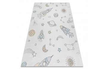 Dywany Łuszczów, Detský kusový koberec Bambino 1278 Space rocket cream, 140x190, biela, detská izba