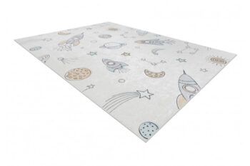 Dywany Łuszczów, Detský kusový koberec Bambino 1278 Space rocket cream, 140x190, biela, detská izba