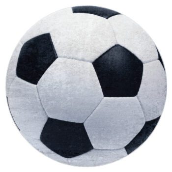 Dywany Łuszczów, Detský kusový koberec Bambino 2139 Football, 120x120 (priemer) kruh, čiernobiela, detská izba