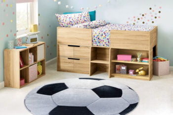 Dywany Łuszczów, Detský kusový koberec Bambino 2139 Football, 160x160 (priemer) kruh, čiernobiela, detská izba