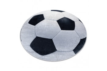 Dywany Łuszczów, Detský kusový koberec Bambino 2139 Football, 160x160 (priemer) kruh, čiernobiela, detská izba