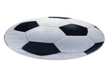 Dywany Łuszczów, Detský kusový koberec Bambino 2139 Football, 80x80 (priemer) kruh, čiernobiela, detská izba