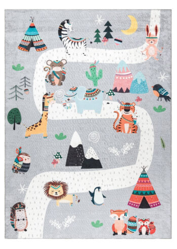 Dywany Łuszczów, Detský kusový koberec Bambino 2160 Indian grey, 80x150, viacfarebná, detská izba