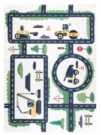 Dywany Łuszczów, Detský kusový koberec Bambino 2223 Streets cars cream, 80x150, béžová, detská izba