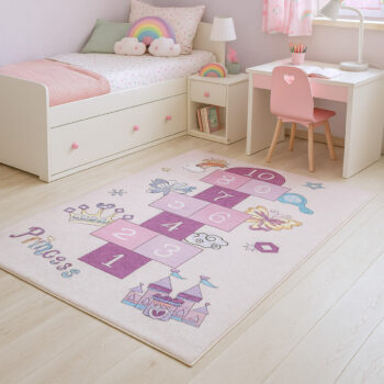 Dywany Łuszczów, Detský kusový koberec Bambino 2285 Hopscotch pink, 140x190, ružová, detská izba