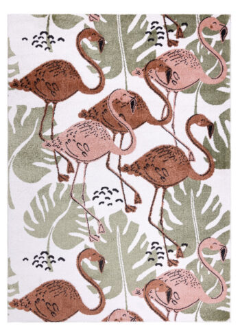 Dywany Łuszczów, Detský kusový koberec Fun Flami Flamingos cream, 200x290, viacfarebná, detská izba
