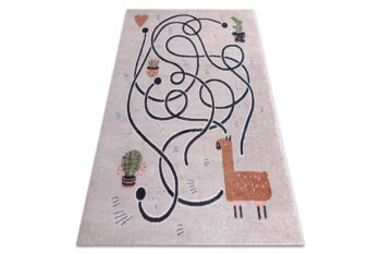 Dywany Łuszczów, Detský kusový koberec Fun Game llama beige, 200x290, béžová, detská izba