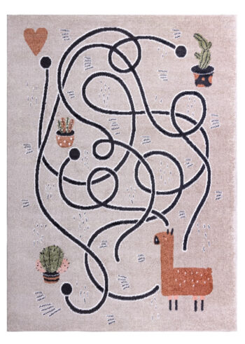 Dywany Łuszczów, Detský kusový koberec Fun Game llama beige, 80x150, béžová, detská izba