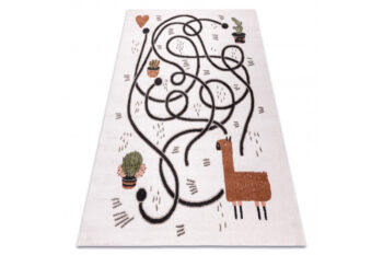 Dywany Łuszczów, Detský kusový koberec Fun Game llama cream, 200x290, biela, detská izba