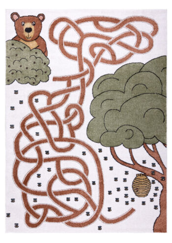 Dywany Łuszczów, Detský kusový koberec Fun Honey with Bear cream, 180x270, hnedá, detská izba