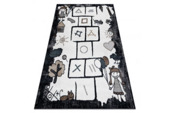 Dywany Łuszczów, Detský kusový koberec Fun Hop black, 140x190, čiernobiela, detská izba