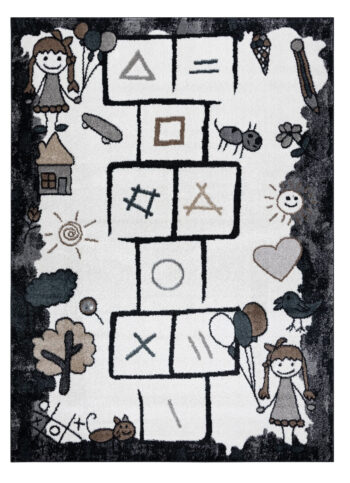 Dywany Łuszczów, Detský kusový koberec Fun Hop black, 140x190, čiernobiela, detská izba