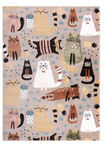 Dywany Łuszczów, Detský kusový koberec Fun Kittens Cats beige, 200x290, viacfarebná, detská izba