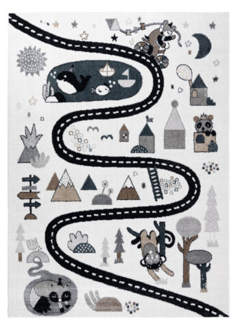Dywany Łuszczów, Detský kusový koberec Fun Route Street animals cream, 160x220, béžová, detská izba
