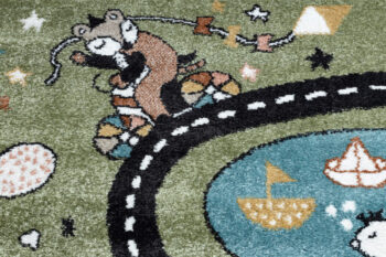 Dywany Łuszczów, Detský kusový koberec Fun Route Street animals green, 140x190, zelená, detská izba
