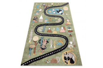 Dywany Łuszczów, Detský kusový koberec Fun Route Street animals green, 200x290, zelená, detská izba