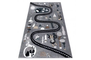 Dywany Łuszczów, Detský kusový koberec Fun Route Street animals grey, 120x170, šedá, detská izba