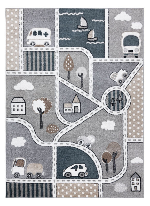 Dywany Łuszczów, Detský kusový koberec Fun Strade grey, 180x270, šedá, detská izba Dywany Łuszczów, Detský kusový koberec Fun Strade grey, 180x270, šedá, detská izba