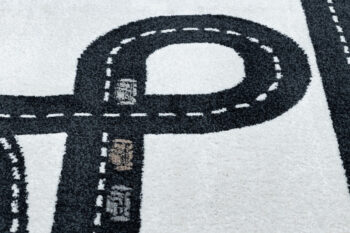 Dywany Łuszczów, Detský kusový koberec Fun Track cream, 140x190, čiernobiela, detská izba