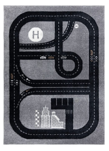 Dywany Łuszczów, Detský kusový koberec Fun Track grey, 140x190, šedá, detská izba