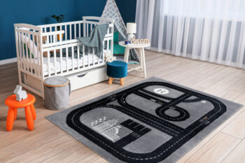Dywany Łuszczów, Detský kusový koberec Fun Track grey, 180x270, šedá, detská izba