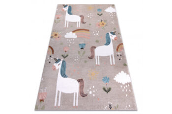 Dywany Łuszczów, Detský kusový koberec Fun Unicorn with rainbow beige, 200x290, béžová, detská izba