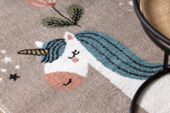 Dywany Łuszczów, Detský kusový koberec Fun Unicorn with rainbow beige, 240x330, béžová, detská izba