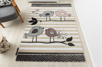 Dywany Łuszczów, Detský kusový koberec Petit Birds cream, 140x190, šedá, detská izba