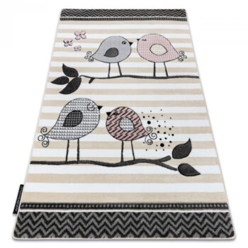Dywany Łuszczów, Detský kusový koberec Petit Birds cream, 140x190, šedá, detská izba