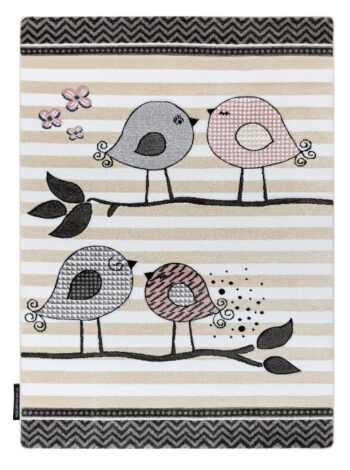 Dywany Łuszczów, Detský kusový koberec Petit Birds cream, 160x220, šedá, detská izba