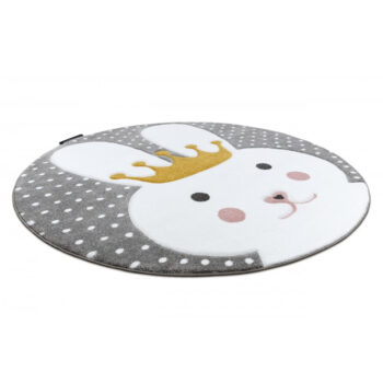 Dywany Łuszczów, Detský kusový koberec Petit Bunny grey okrúhly, 120x120 (priemer) kruh, šedá, detská izba