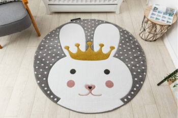 Dywany Łuszczów, Detský kusový koberec Petit Bunny grey okrúhly, 160x160 (priemer) kruh, šedá, detská izba