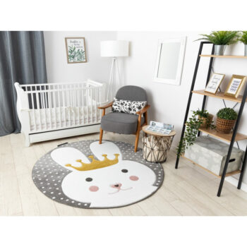 Dywany Łuszczów, Detský kusový koberec Petit Bunny grey okrúhly, 160x160 (priemer) kruh, šedá, detská izba