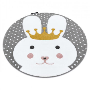 Dywany Łuszczów, Detský kusový koberec Petit Bunny grey okrúhly, 160x160 (priemer) kruh, šedá, detská izba