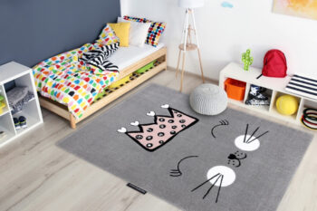 Dywany Łuszczów, Detský kusový koberec Petit Cat crown grey, 140x190, šedá, detská izba