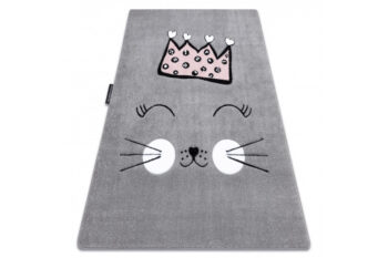 Dywany Łuszczów, Detský kusový koberec Petit Cat crown grey, 140x190, šedá, detská izba