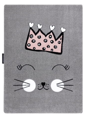 Dywany Łuszczów, Detský kusový koberec Petit Cat crown grey, 140x190, šedá, detská izba