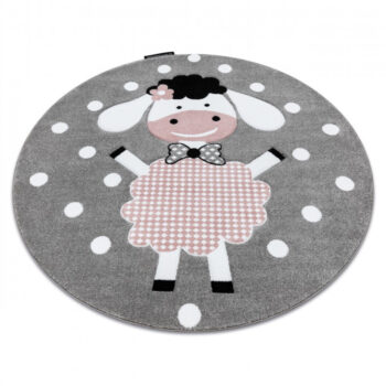 Dywany Łuszczów, Detský kusový koberec Petit Dolly sheep grey kruh, 120x120 (priemer) kruh, ružová, detská izba