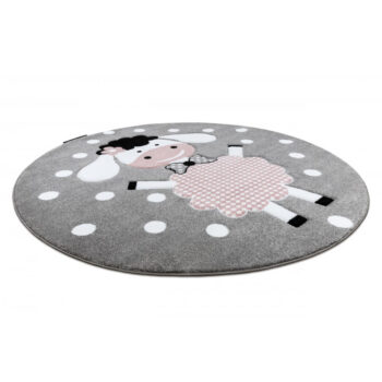 Dywany Łuszczów, Detský kusový koberec Petit Dolly sheep grey kruh, 120x120 (priemer) kruh, ružová, detská izba
