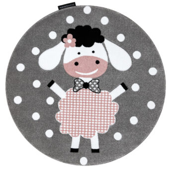 Dywany Łuszczów, Detský kusový koberec Petit Dolly sheep grey kruh, 120x120 (priemer) kruh, ružová, detská izba