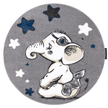 Dywany Łuszczów, Detský kusový koberec Petit Elephant stars grey kruh, 120x120 (priemer) kruh, šedá, detská izba