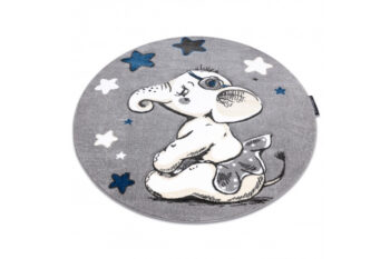 Dywany Łuszczów, Detský kusový koberec Petit Elephant stars grey kruh, 160x160 (priemer) kruh, šedá, detská izba